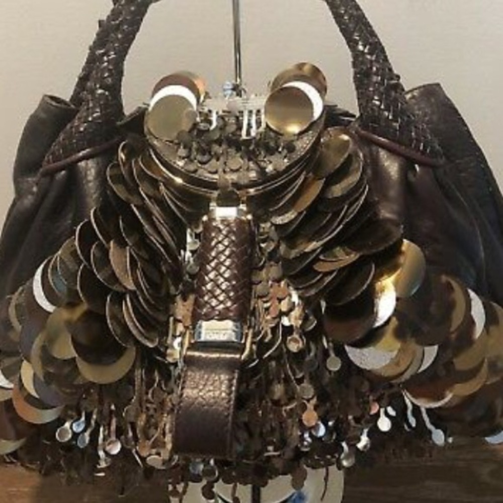 *RARE*Authentic Fendi Spy Sequin Tassel Disk Bag - Picture 6 of 8